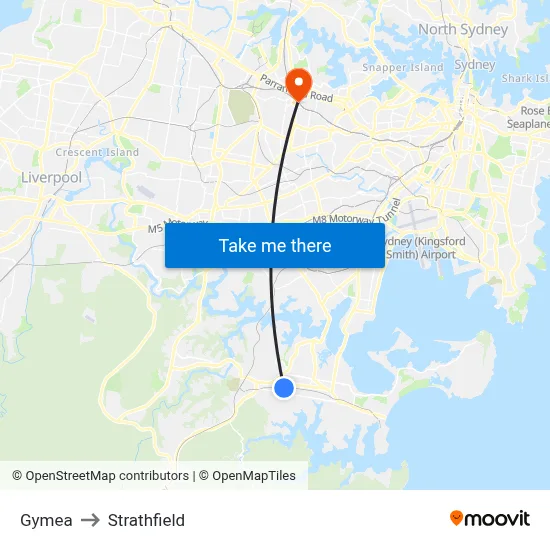 Gymea to Strathfield map