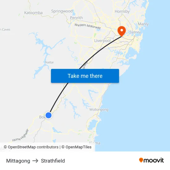 Mittagong to Strathfield map