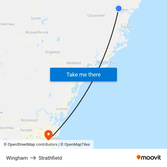 Wingham to Strathfield map
