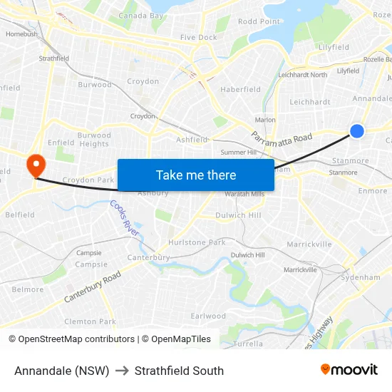 Annandale (NSW) to Strathfield South map