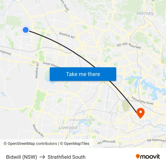 Bidwill (NSW) to Strathfield South map