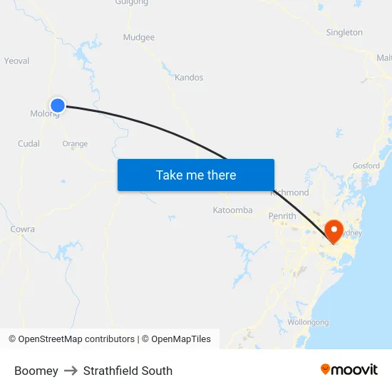 Boomey to Strathfield South map