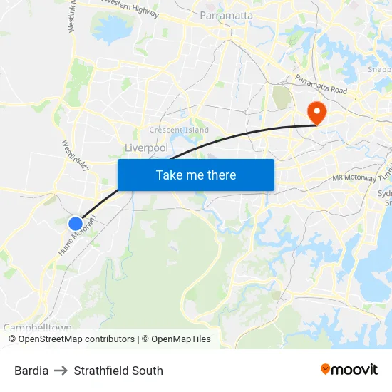 Bardia to Strathfield South map