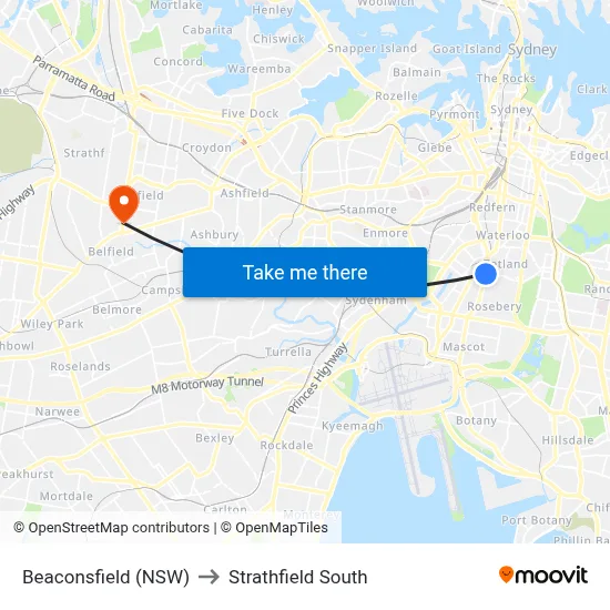 Beaconsfield (NSW) to Strathfield South map