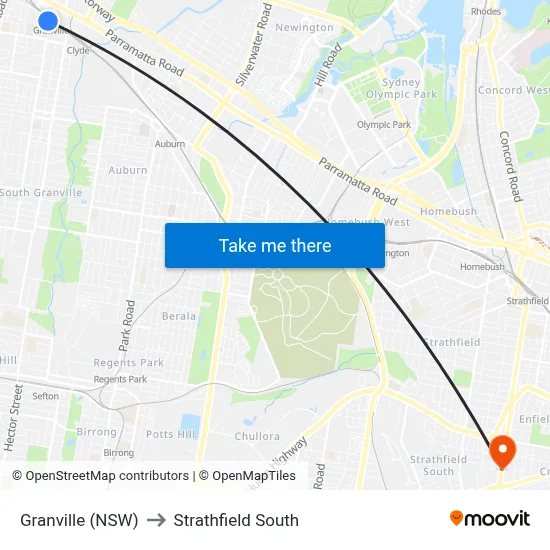 Granville (NSW) to Strathfield South map