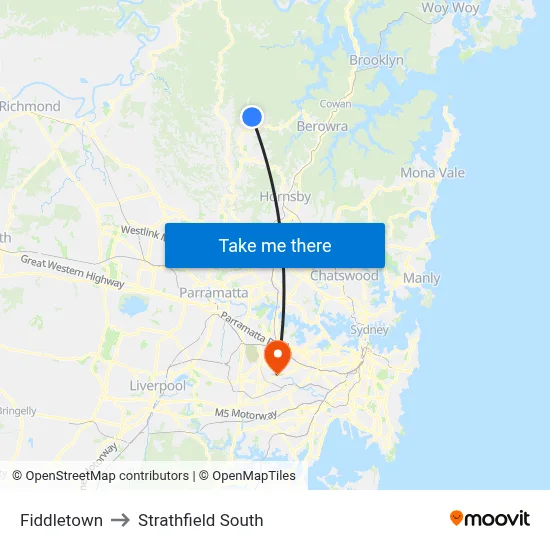 Fiddletown to Strathfield South map