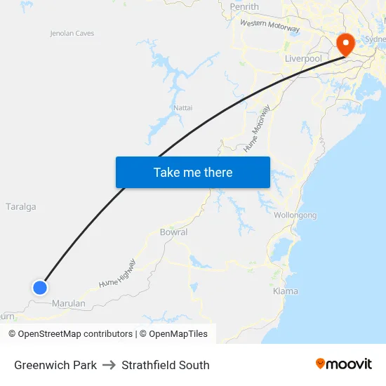 Greenwich Park to Strathfield South map