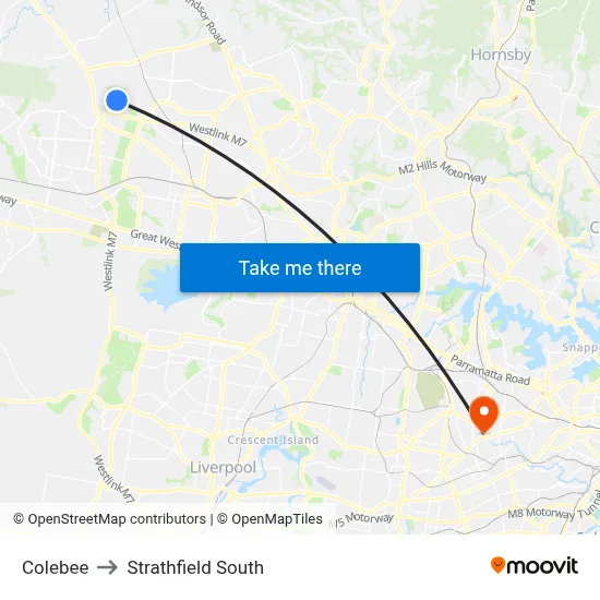 Colebee to Strathfield South map