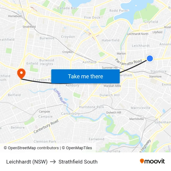 Leichhardt (NSW) to Strathfield South map