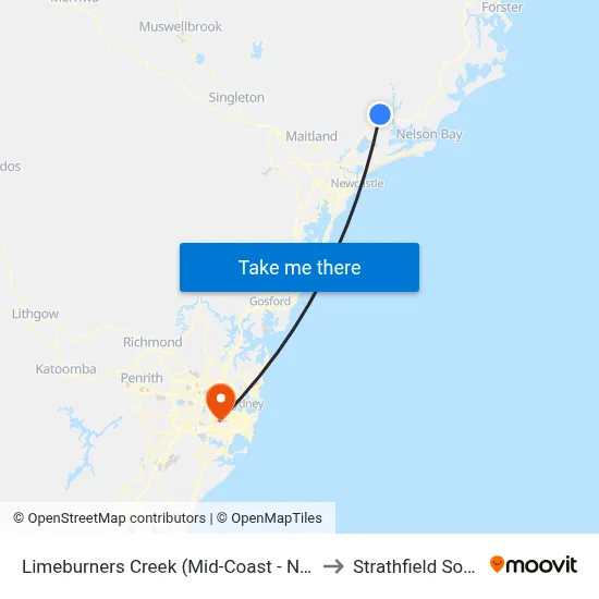 Limeburners Creek (Mid-Coast - NSW) to Strathfield South map