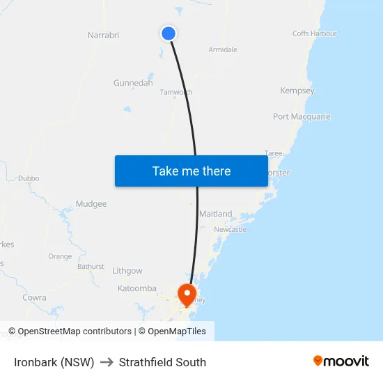 Ironbark (NSW) to Strathfield South map