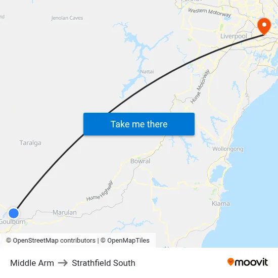 Middle Arm to Strathfield South map