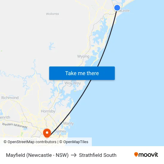 Mayfield (Newcastle - NSW) to Strathfield South map