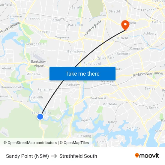 Sandy Point (NSW) to Strathfield South map