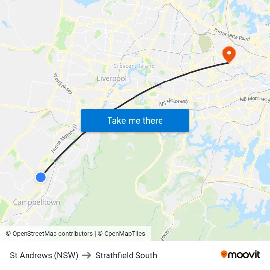 St Andrews (NSW) to Strathfield South map