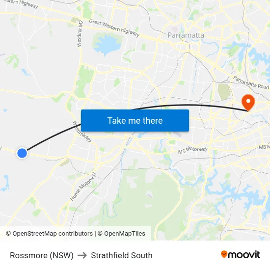 Rossmore (NSW) to Strathfield South map