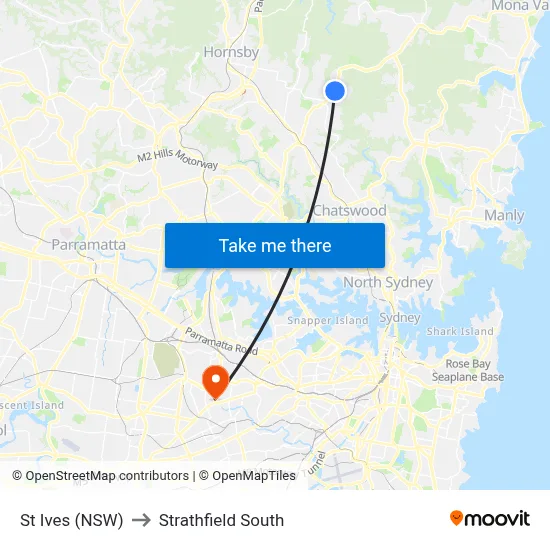 St Ives (NSW) to Strathfield South map