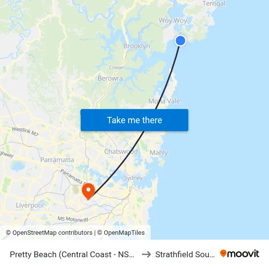 Pretty Beach (Central Coast - NSW) to Strathfield South map