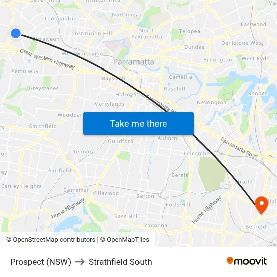 Prospect (NSW) to Strathfield South map