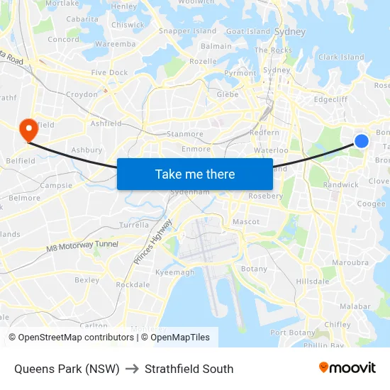 Queens Park (NSW) to Strathfield South map