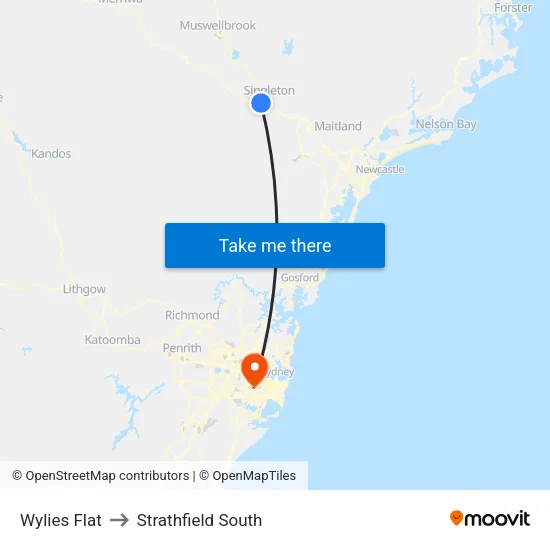 Wylies Flat to Strathfield South map