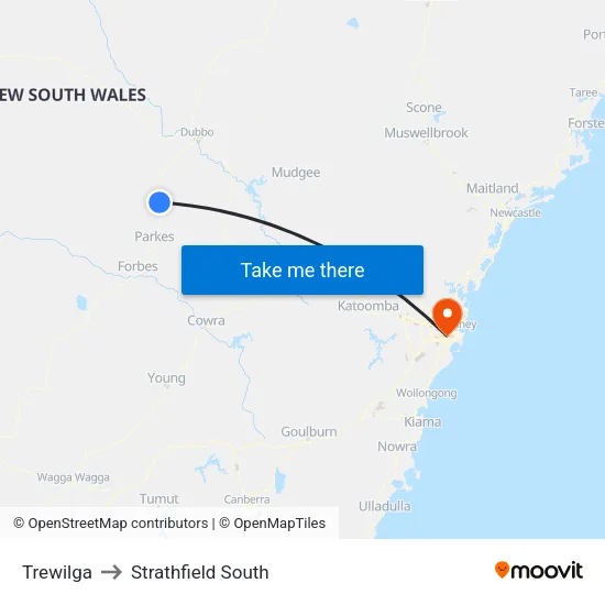 Trewilga to Strathfield South map