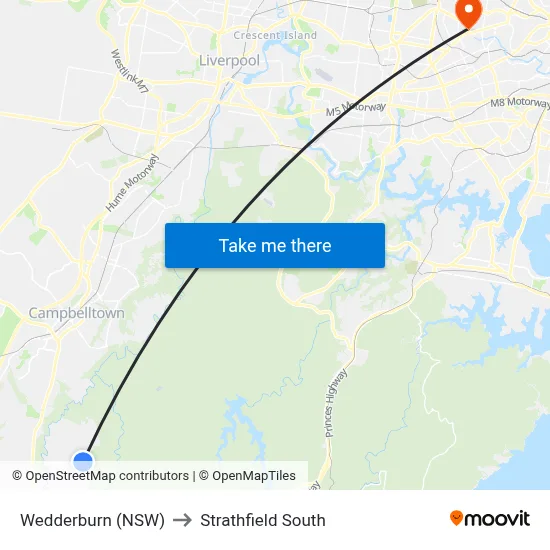 Wedderburn (NSW) to Strathfield South map