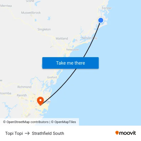Topi Topi to Strathfield South map