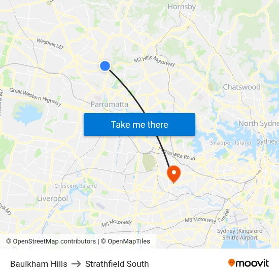 Baulkham Hills to Strathfield South map
