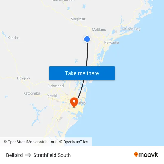 Bellbird to Strathfield South map