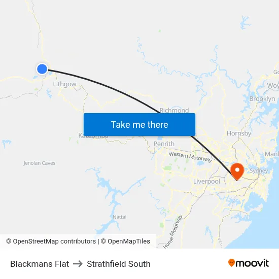 Blackmans Flat to Strathfield South map