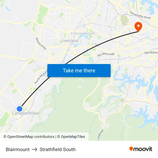 Blairmount to Strathfield South map