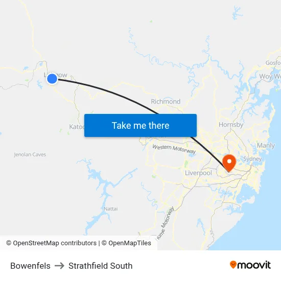 Bowenfels to Strathfield South map