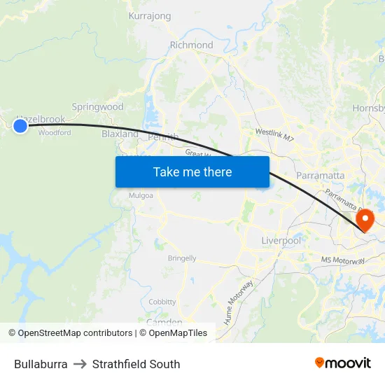 Bullaburra to Strathfield South map