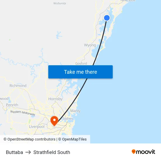 Buttaba to Strathfield South map