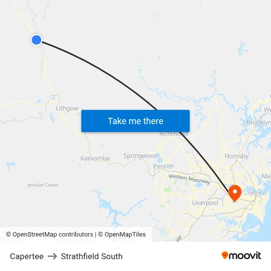 Capertee to Strathfield South map