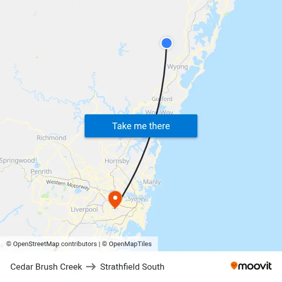 Cedar Brush Creek to Strathfield South map