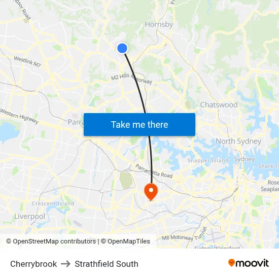 Cherrybrook to Strathfield South map