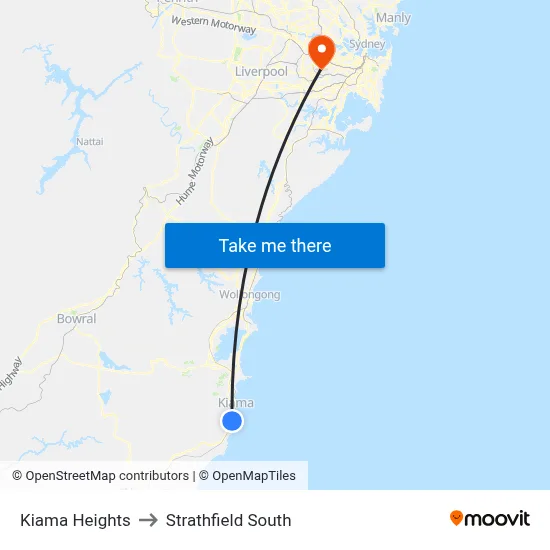 Kiama Heights to Strathfield South map