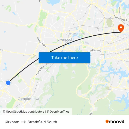 Kirkham to Strathfield South map