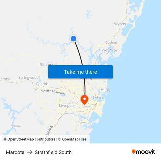 Maroota to Strathfield South map