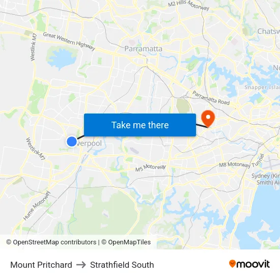 Mount Pritchard to Strathfield South map