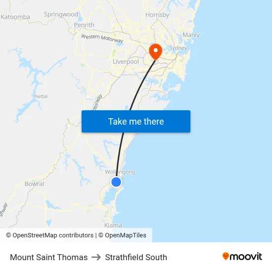 Mount Saint Thomas to Strathfield South map