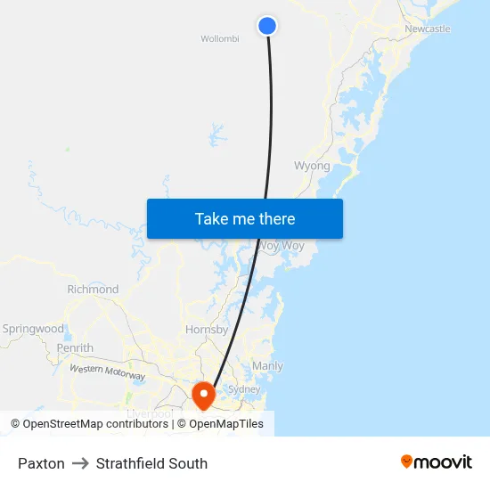 Paxton to Strathfield South map