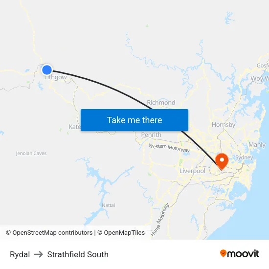 Rydal to Strathfield South map