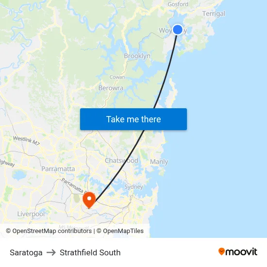 Saratoga to Strathfield South map