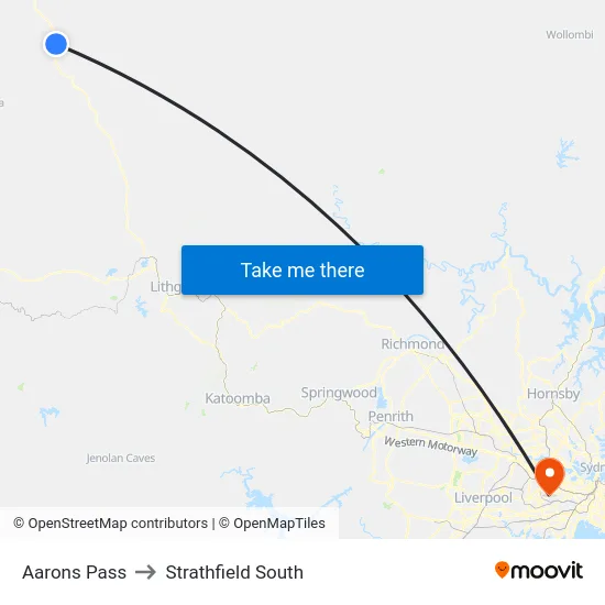 Aarons Pass to Strathfield South map