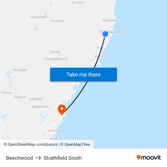 Beechwood to Strathfield South map