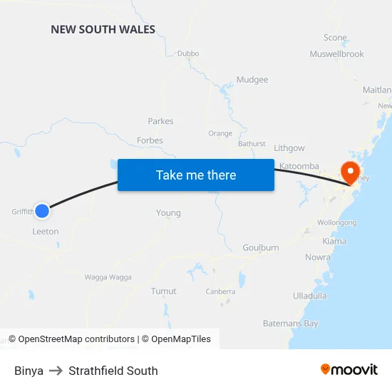 Binya to Strathfield South map
