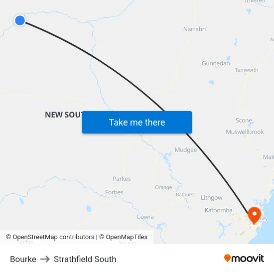 Bourke to Strathfield South map